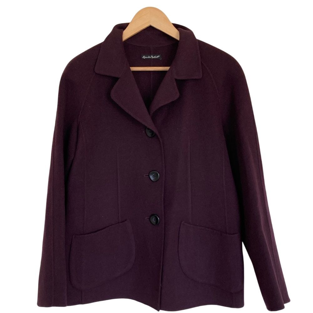 Alexandra Bartlett Womens Wool Cardigan Jacket Plum Size‎ L Classic Career